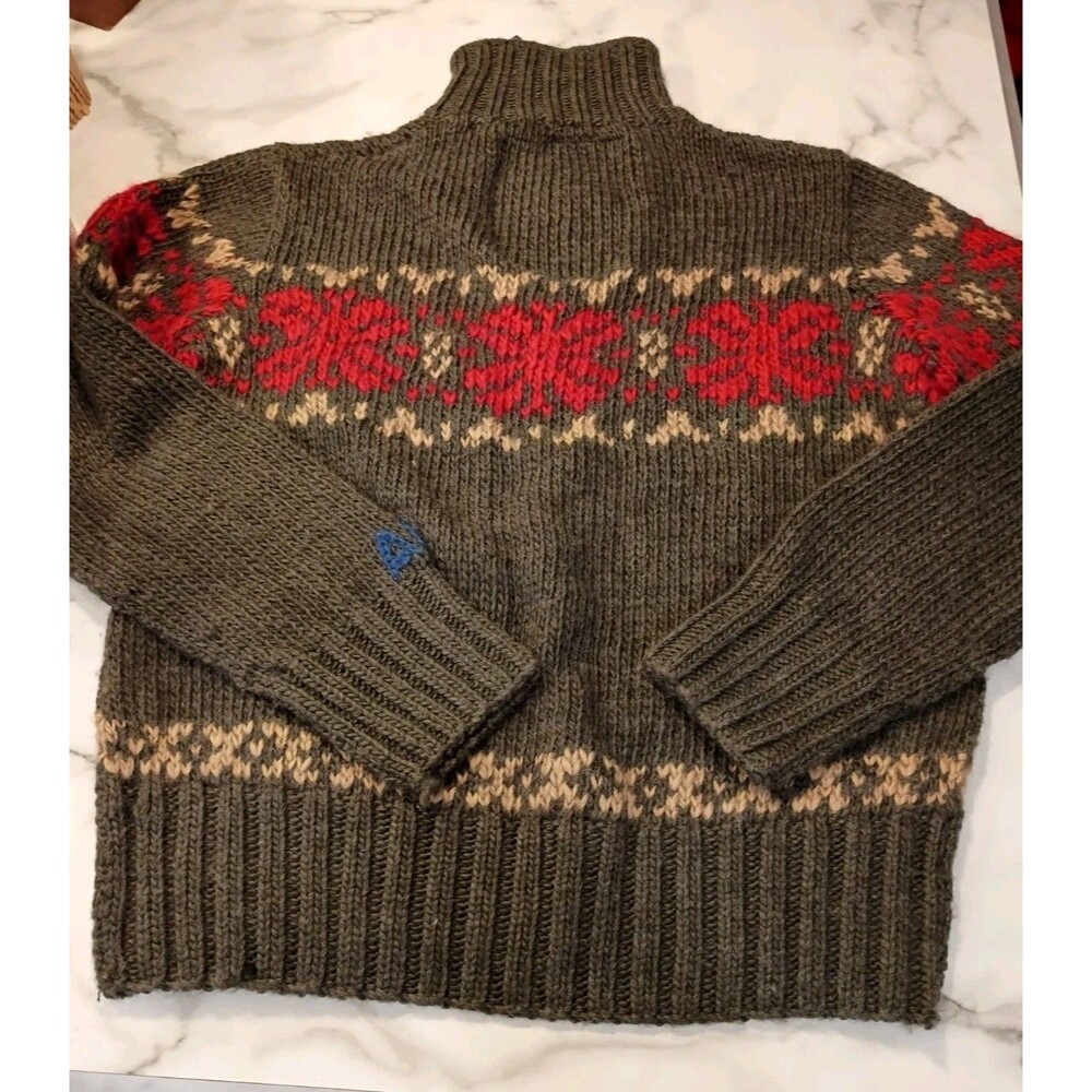American Eagle Outfitters Men's Sweater XL Vintage Gray Fair Isle Heavy 70% Wool